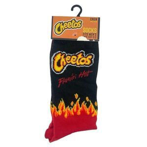 Cheetos Flamin’ Hot Unisex Crew Socks Red Black Men’s 6–12 Bold Graphic Pair